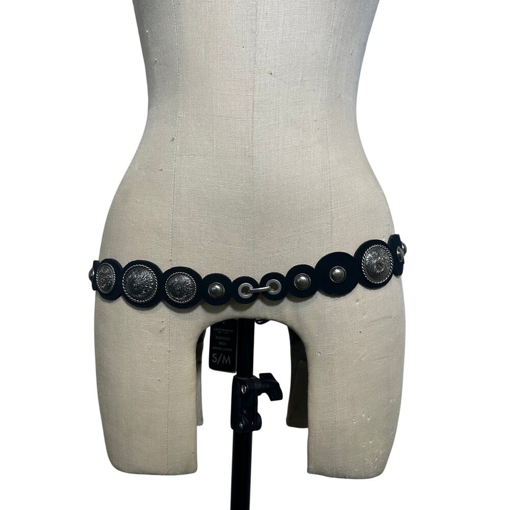 Lucky Brand Suede Western Disc Belt in Black & Silver